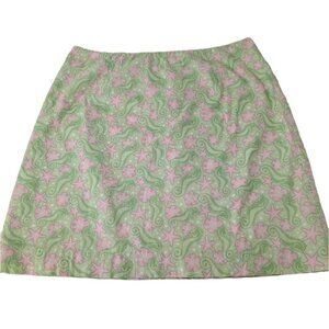 Vineyard Vines Margo Seahorse Skirt Womens Size 10 Green Key Lime Preppy Cotton